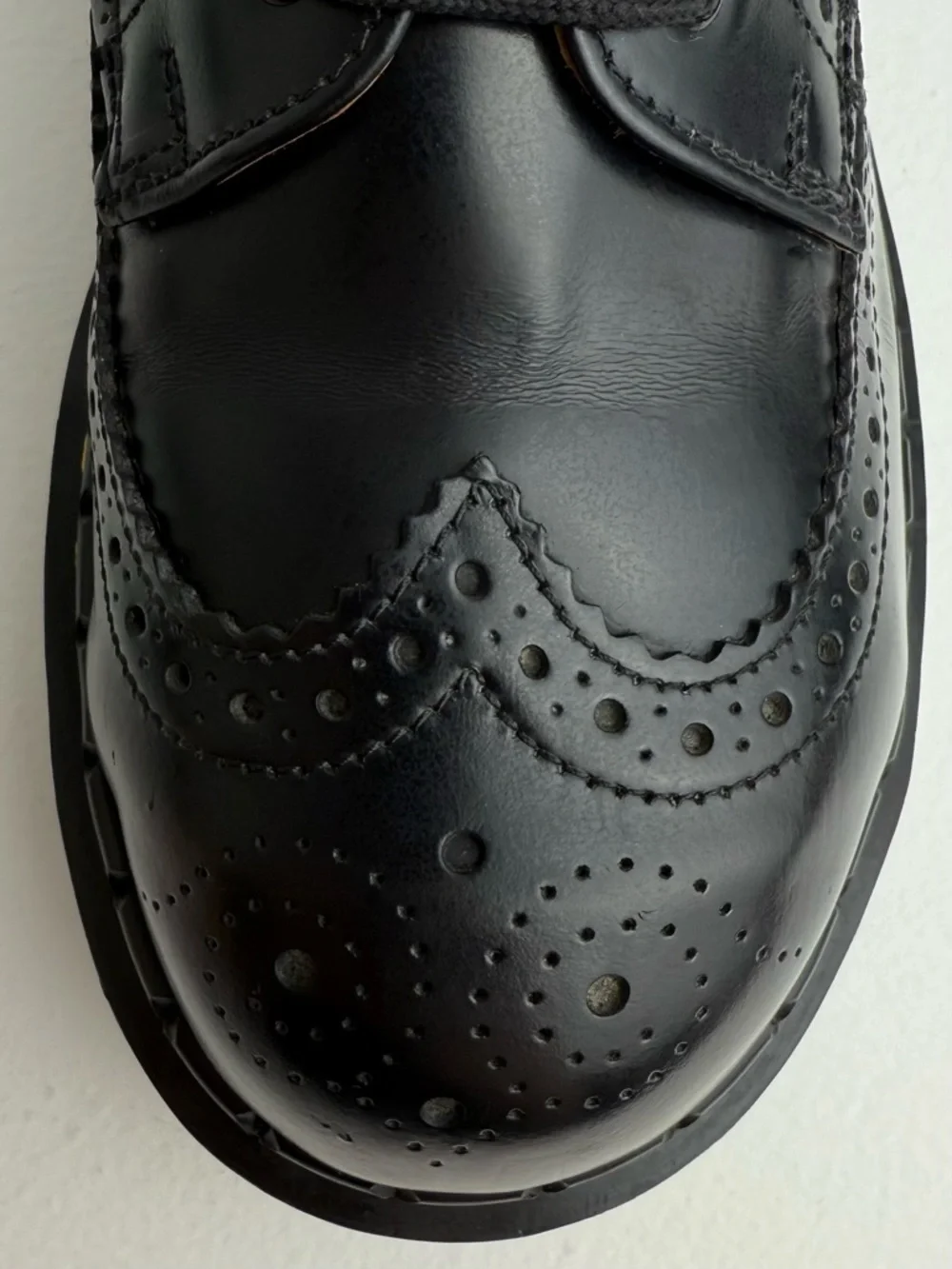 Vintage Dr. Martens Made in England Black Wingtip Platform Steel Oxfords UK 6